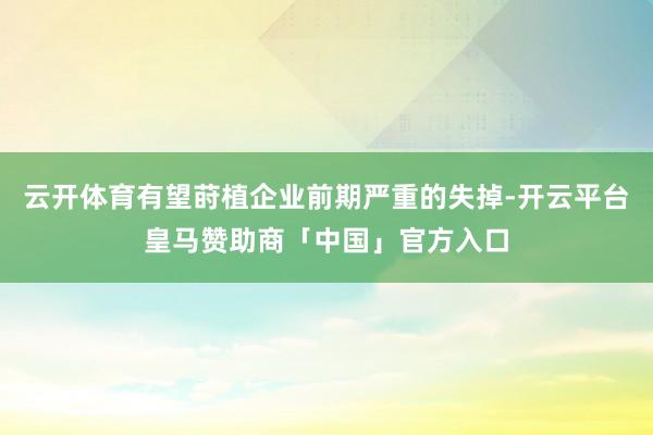云开体育有望莳植企业前期严重的失掉-开云平台皇马赞助商「中国」官方入口