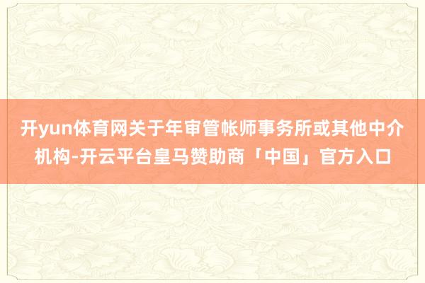 开yun体育网关于年审管帐师事务所或其他中介机构-开云平台皇马赞助商「中国」官方入口
